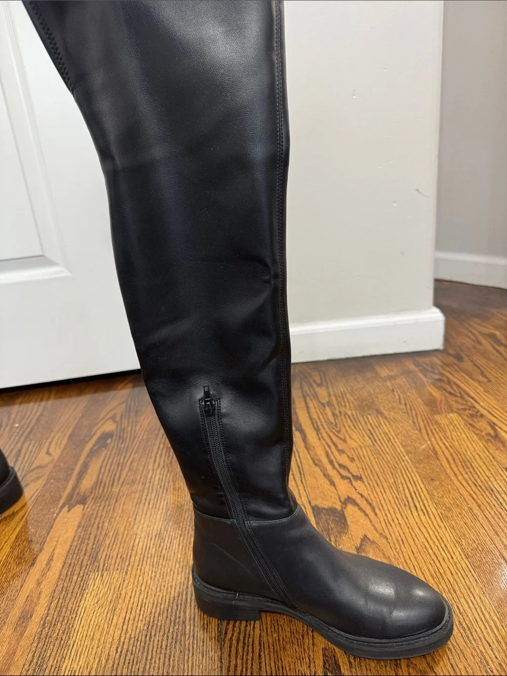 Steve Madden Women’s Leza Black Over-the-Knee Stretch Boots.